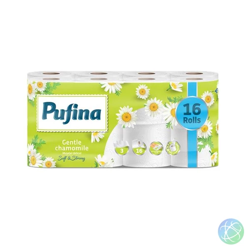 Toalettpapír, 3 rétegű, kistekercses, 16 tekercs, PUFINA "Chamomile", kamilla illattal