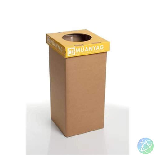 Szelektív hulladékgyűjtő, újrahasznosított, 20 l, RECOBIN "Mini", sárga