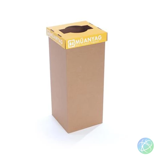 Szelektív hulladékgyűjtő, újrahasznosított, 50 l, RECOBIN "Office", sárga
