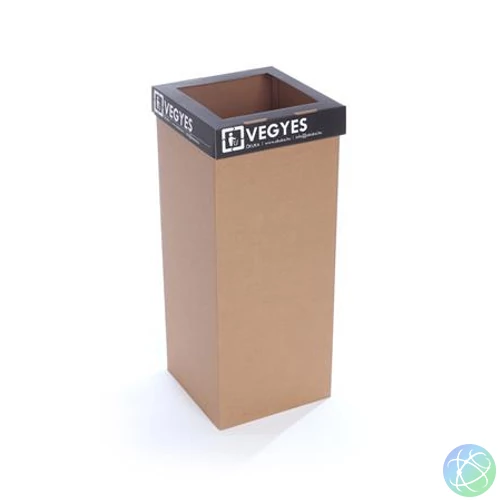Szelektív hulladékgyűjtő, újrahasznosított, 50 l, RECOBIN "Office", fekete