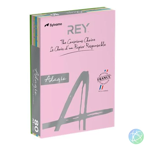 Másolópapír, színes, A4, 80 g, 5x100 lap, REY "Adagio", pasztell mix