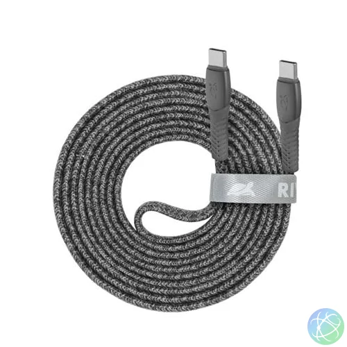 USB kábel, USB-C - USB-C, 2,1 m, RIVACASE "PS6105 GR21", szürke