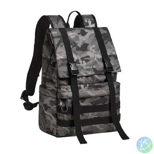 Notebook hátizsák, 15,6", rolltop, 15L, RIVACASE "7621 Sherwood", szürke-terepminta