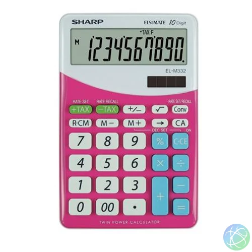 Számológép, asztali, 10 számjegy, SHARP "EL-M332", pink