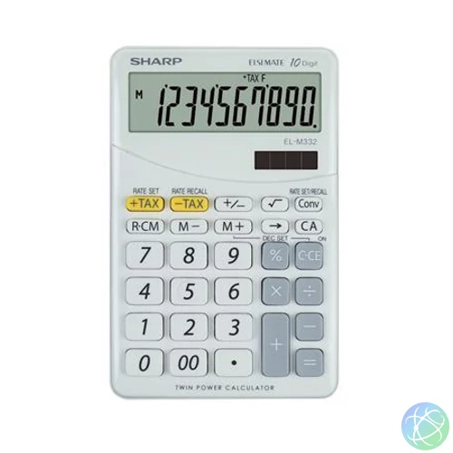 Számológép, asztali, 10 számjegy, SHARP "EL-M332", fehér