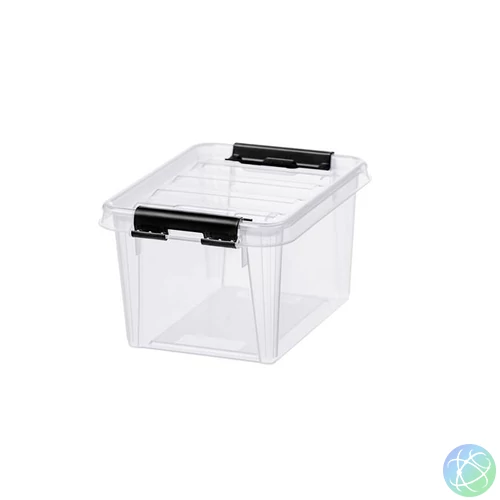 Műanyag tárolódoboz, 1,5 liter, fekete fogantyúkkal, SMARTSTORE "Classic 1,5", átlátszó
