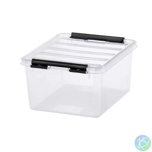 Műanyag tárolódoboz, 2 liter, fekete fogantyúkkal, SMARTSTORE "Classic 2", átlátszó