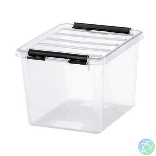Műanyag tárolódoboz, 3 liter, fekete fogantyúkkal, SMARTSTORE "Classic 3", átlátszó