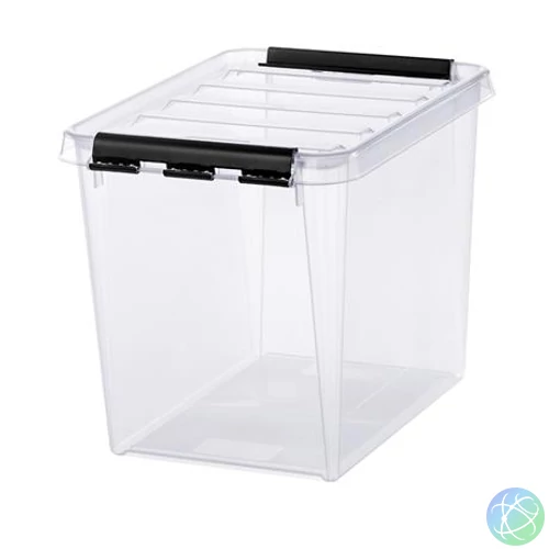 Műanyag tárolódoboz, 14 liter, fekete fogantyúkkal, SMARTSTORE "Classic 11", átlátszó