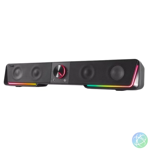 Hangszóró, 12W, 2x3.5 mm jack + USB-A, SPEEDLINK "GRAVITY RGB Stereo Soundbar", fekete
