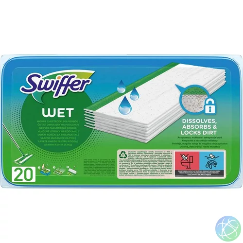 Nedves padlótörlő kendő, utántöltő, 20 db, SWIFFER "Sweeper", citrus illat