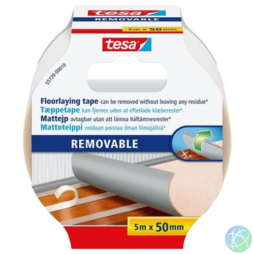 Ragasztószalag, kétoldalas, textilerősítésű, 50 mm x 5 m, TESA "Removable"