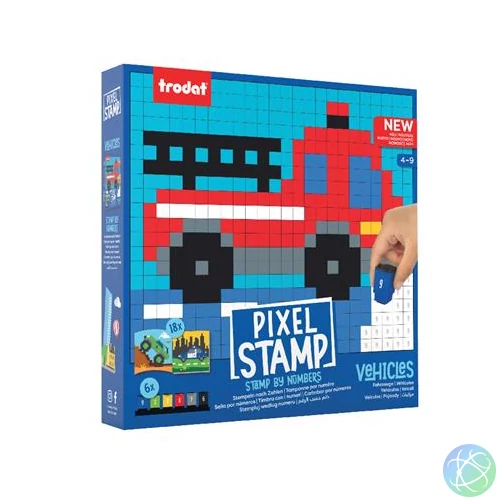 Kreatív foglalkoztató füzet, bélyegzős, TRODAT "Creativ Pixelstamp",  járművek