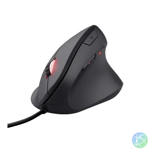Egér, vezetékes, optikai, vertikális, gaming, LED, TRUST "GXT144 Rexx", fekete
