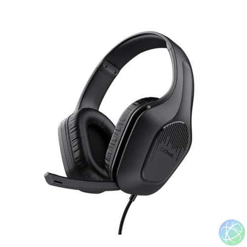 Fejhallgató, mikrofonnal, gaming, TRUST "GXT415 Zirox", fekete