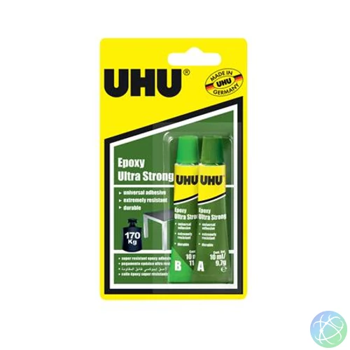 Ragasztó, erős, kétkomponensű, 2x10 ml, UHU "Epoxy Ultra Strong"
