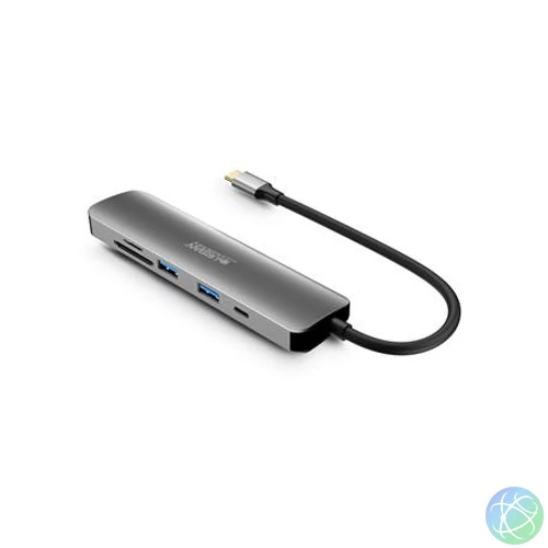 USB elosztó-HUB, USB-C/USB 3.0/HDMI/SD/mSD, URBAN FACTORY