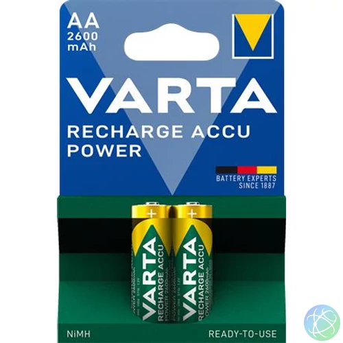Tölthető elem, AA ceruza, 2x2600 mAh, előtöltött, VARTA "Power"