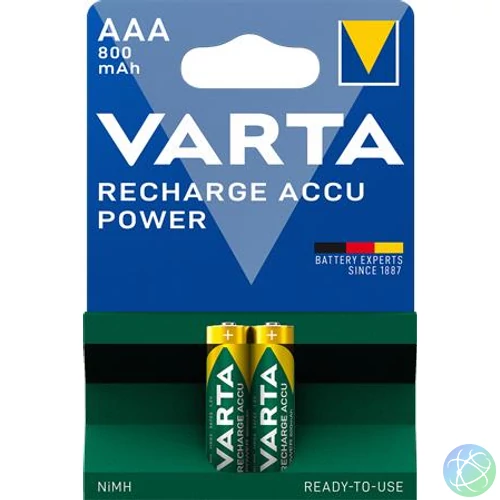 Tölthető elem, AAA mikro, 2x800 mAh, előtöltött, VARTA "Power"
