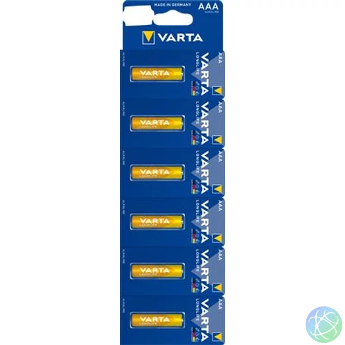 Elem, AAA mikro, 6 db, egyesével téphető, VARTA "Longlife Kartella"