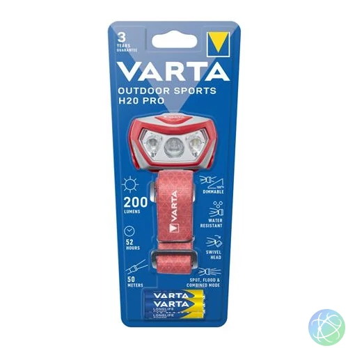 Fejlámpa, LED, kültéri, VARTA "H20 Pro"