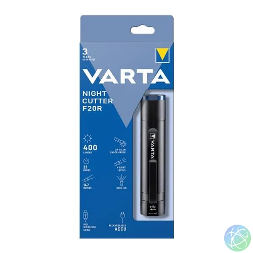 Elemlámpa, CREE LED, VARTA "F20R", fekete