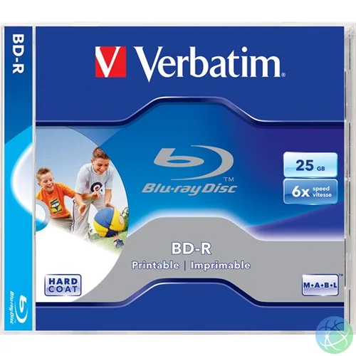 BD-R BluRay lemez, nyomtatható, 25GB, 6x, 1 db, normál tok, VERBATIM