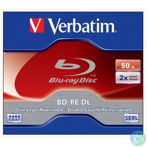 BD-RE BluRay lemez, kétrétegű, újraírható, 50GB, 2x, 1db, normál tok, VERBATIM