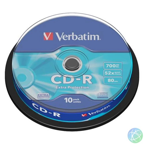 CD-R lemez, 700MB, 52x, 10 db, hengeren, VERBATIM "DataLife"