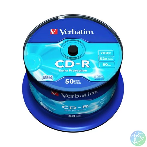 CD-R lemez, 700MB, 52x, 50 db, hengeren, VERBATIM "DataLife"