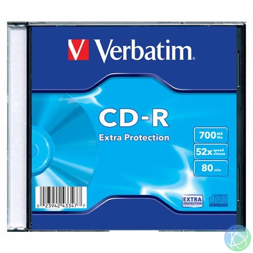 CD-R lemez, 700MB, 52x, 1 db, vékony tok, VERBATIM "DataLife"