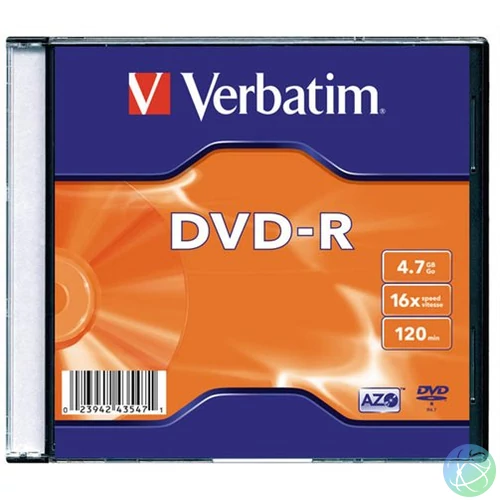 DVD-R lemez, AZO, 4,7GB, 16x, 1 db, vékony tok, VERBATIM