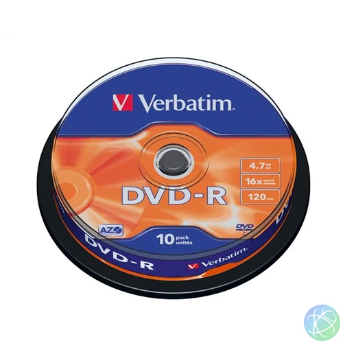 DVD-R lemez, AZO, 4,7GB, 16x, 10 db, hengeren, VERBATIM