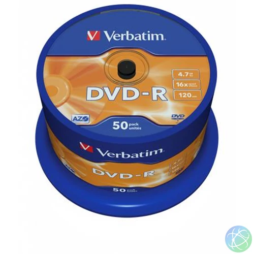 DVD-R lemez, AZO, 4,7GB, 16x, 50 db, hengeren, VERBATIM
