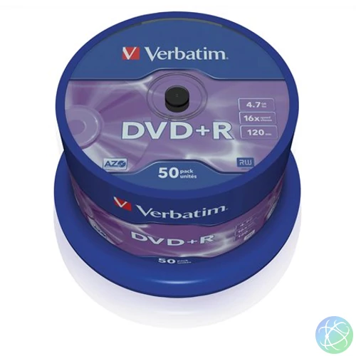 DVD+R lemez, AZO, 4,7GB, 16x, 50 db, hengeren, VERBATIM