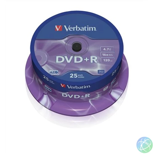 DVD+R lemez, AZO, 4,7GB, 16x, 25 db, hengeren, VERBATIM