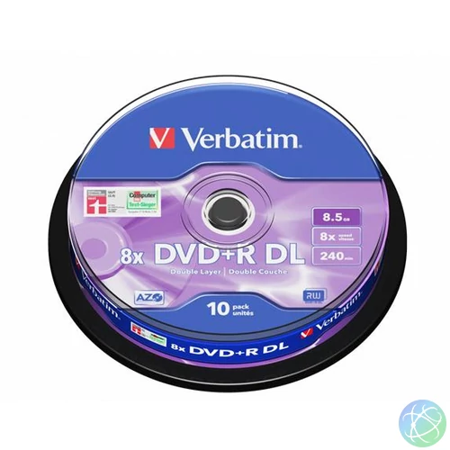 DVD+R lemez, kétrétegű, 8,5GB, 8x, 10 db, hengeren, VERBATIM "Double Layer"