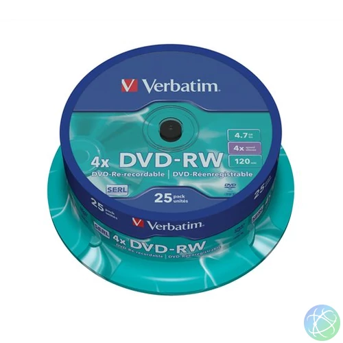 DVD-RW lemez, újraírható, 4,7GB, 4x, 25 db, hengeren, VERBATIM