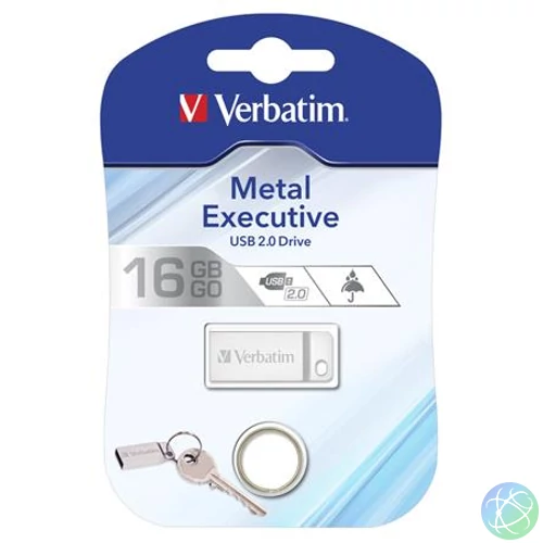 Pendrive, 16GB, USB 2.0, VERBATIM "Executive Metal", ezüst