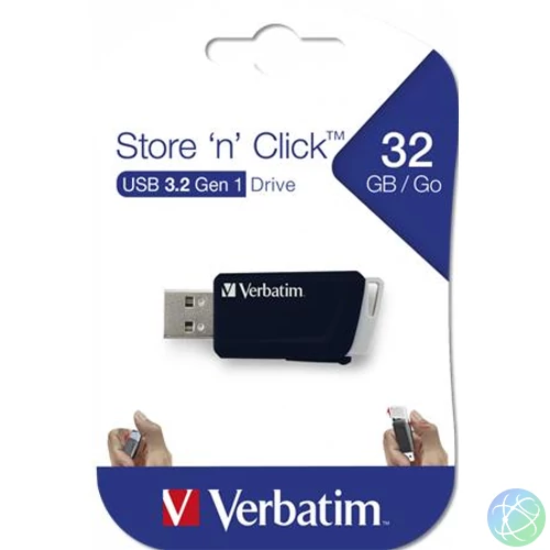 Pendrive, 32GB, USB 3.2, 80/25MB/sec, VERBATIM "Store n Click", fekete