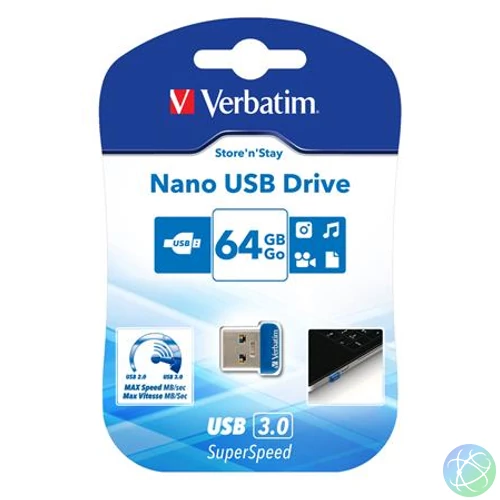 Pendrive, 64GB, USB 3.2, 80/25MB/s, VERBATIM "Nano"