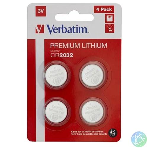 Gombelem, CR2032, 4 db, VERBATIM "Premium"