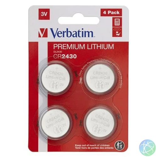 Gombelem, CR2430, 4 db, VERBATIM "Premium"