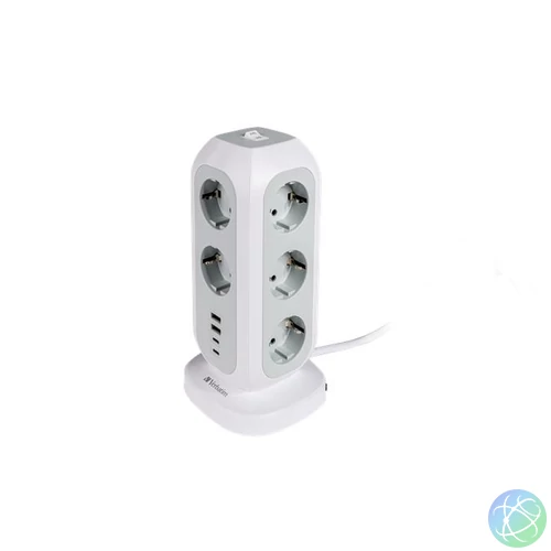 Elosztó, álló, 11 aljzat, 2xUSB-A, 2xUSB-C, VERBATIM "EUPT-01"