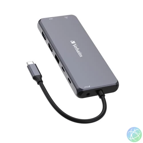 USB elosztó-HUB, USB-C PD/2xHDMI/VGA/LAN/3xUSB/USB-C/2xUSB 2.0/SD/mSD/3,5jack VERBATIM