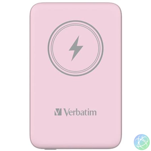 Hordozható akkumulátor, vezeték nélküli töltés, 10000 mAh, VERBATIM "MCP-10, rózsaszín