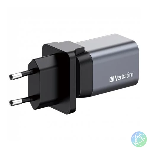 Hálózati töltő, 1xUSB-C PD (35W), USB-A QC 3.0, EU/UK/US, GaN, VERBATIM