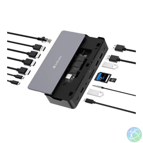 Dokkoló, 15 port, USB-C host, SSD bővítési lehetőség, VERBATIM "USB-C Pro CDS-15S"