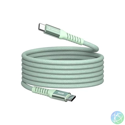 USB kábel, USB-C - USB-C, 1,2 m, 60W, mágneses, VERBATIM, zöld