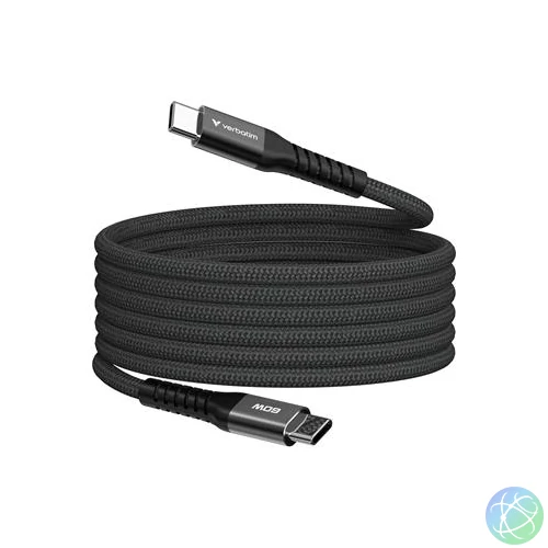 USB kábel, USB-C - USB-C, 1,2 m, 60W, mágneses, VERBATIM, fekete